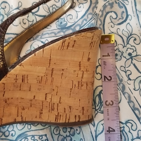 Nickels Crocodile Patterned Peep-toe Wedges - Picture 8 of 8